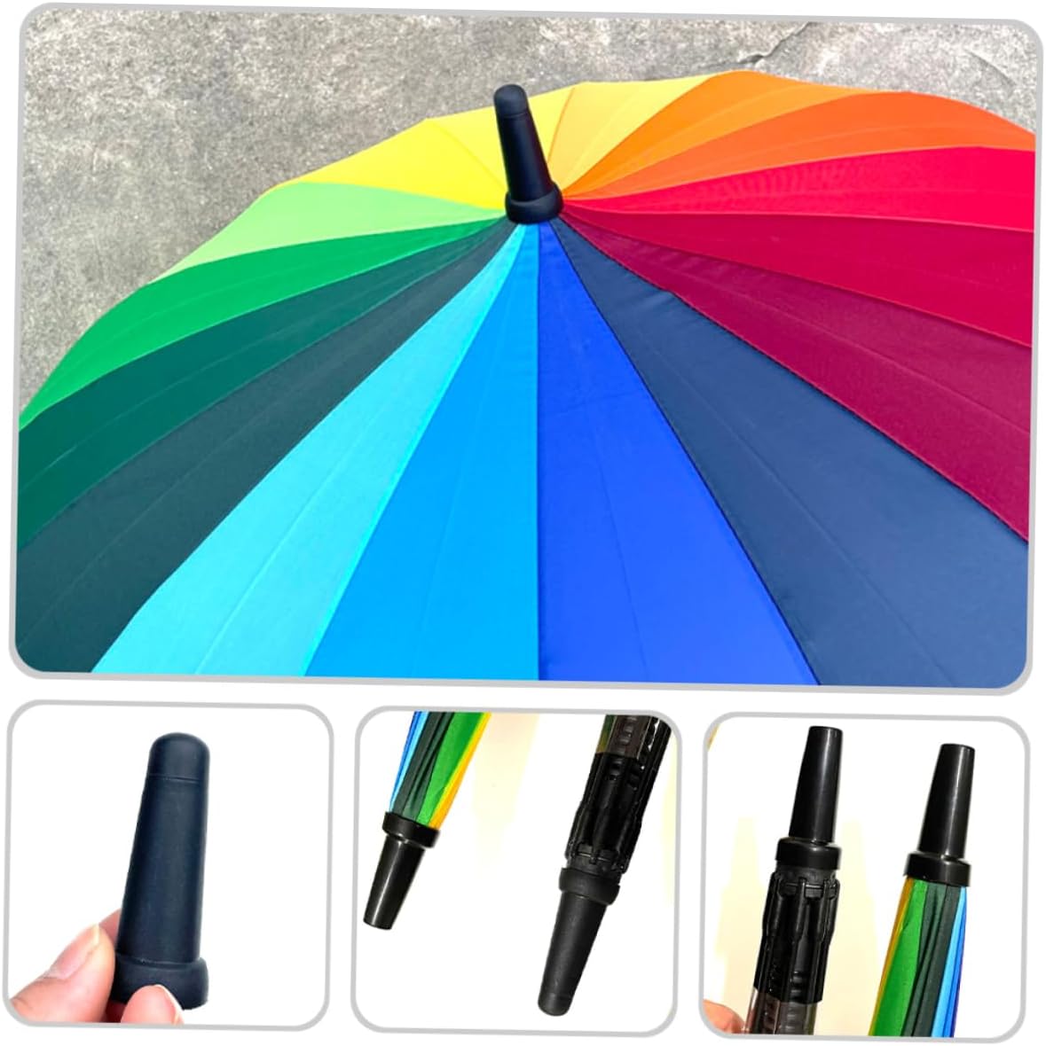 2pcs Umbrella Cover Replacement Rubber Tips Umbrella Top Cap Replacement Rubber Tips Repair s Cane s Caps Parasol Rainproof Travel Suite