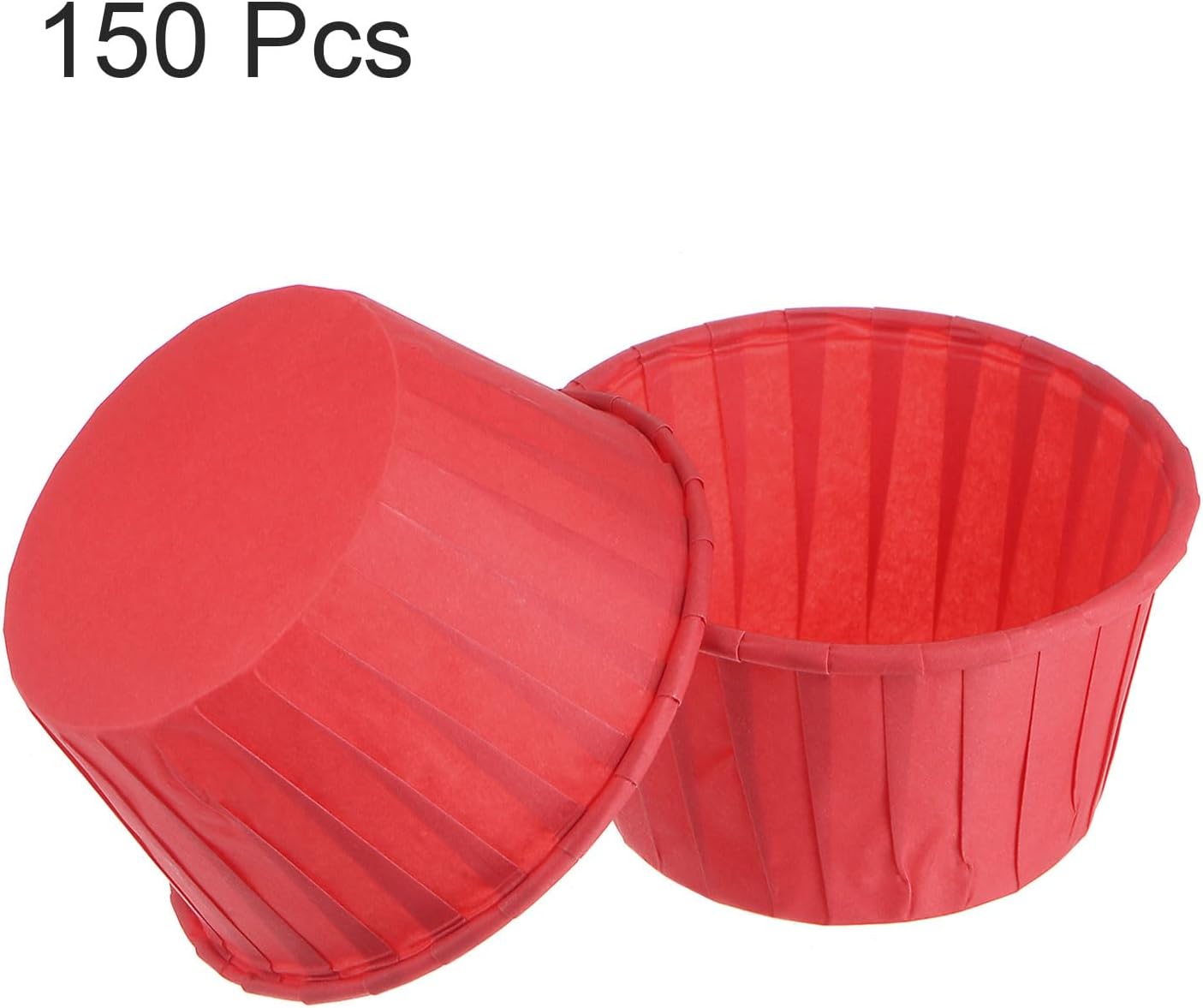 HARFINGTON 150Pcs Cupcake Baking Cups 3.5oz Standard Size Paper Cupcake Liners Greaseproof Wrappers Disposable for Wedding Birthdays Christmas Dessert, Red