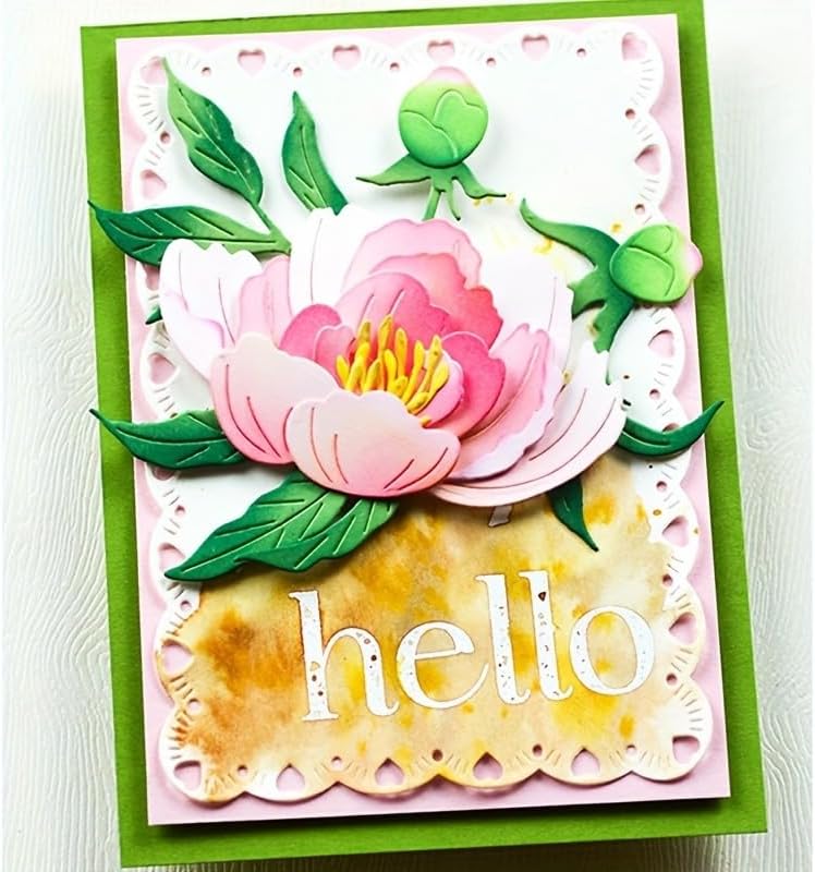 Flowers Metal Cutting Die for Scrapbooking - Cut Stencils for DIY Scrapbook Photo Album Decorative Paper Card, Card Making Supplies, Stencils & Crafting Die Cut (Peony 5 x 3.6 in)