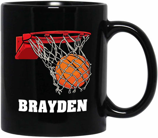 Personalized Black Ceramic Mug 11 Oz, Custom Basketball Coffee Mug, Basketball Player Gift, Pride Mug