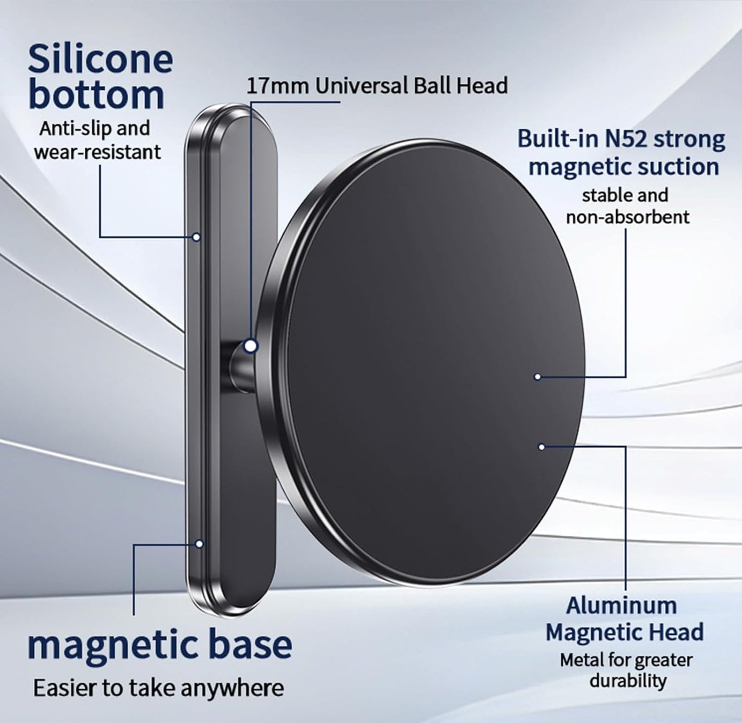 NB+ Magnetic Golf Cart Phone Holder – Strong N52 Magnet Mount for iPhone 16 15 14 13 12 MagSafe, 360° Rotation, No Installation – Golf Accessories for EZGO, Club Car, Gift for Golfers Men Women