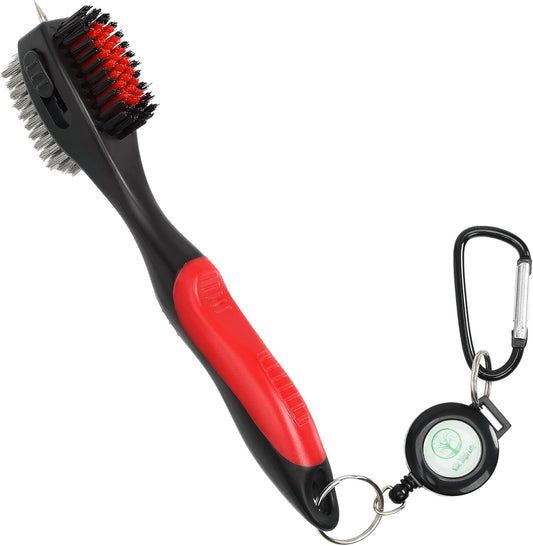 Mile High Life Golf Club Brush, Club Groove Cleaner with 2 Ft Retractable Extension Cord and Aluminum Carabiner, Golf Bag Accessories for Men and Women