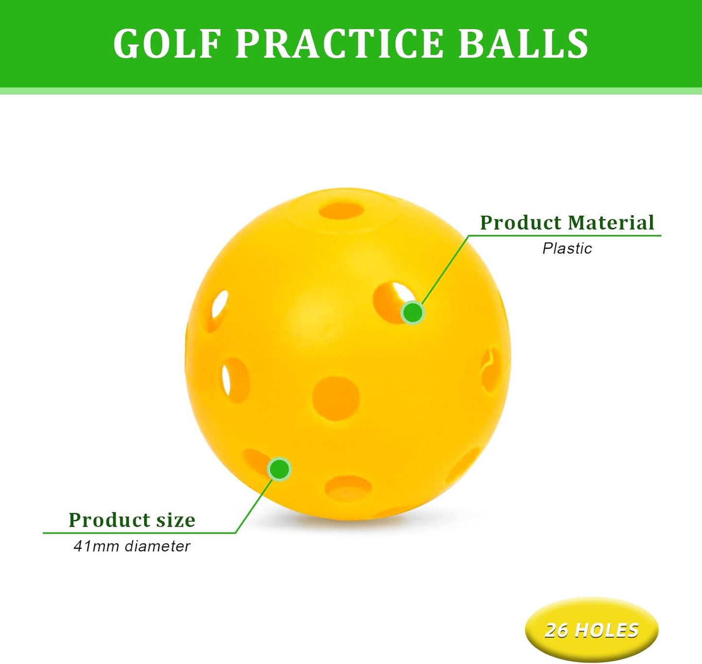 Plastic Golf Balls Practice Limited Flight Golf Training Ball Hollow Swing Practice Indoor Golf Balls with Mesh Drawstring Bag for Backyard Driving Range or Outdoor