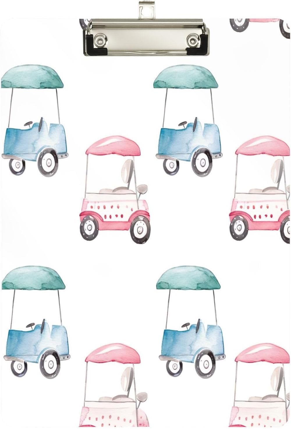 Golf CarThick Clear Acrylic Clipboard with Shiny Gold/Silver Finish Clip21344677