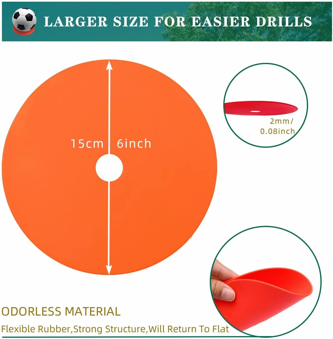 Spot Markers 4.72 Inch 9 Inch Non Slip Rubber Floor Markers Flat Field Cones Poly Dots for Soccer Basketball Sports Speed Agility Training and Drills