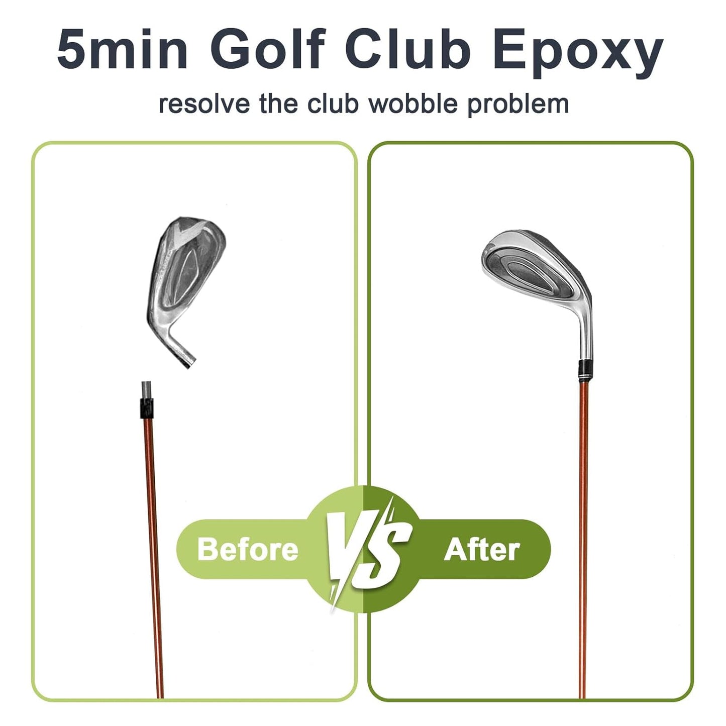 5min Golf Club Epoxy, 125+125ml Extra Strength Golf Shaft Epoxy, Applicable to All Clubheads, Drivers, Putters, and Irons, Compatible with Graphite and Steel Shafts (Fast Cure)