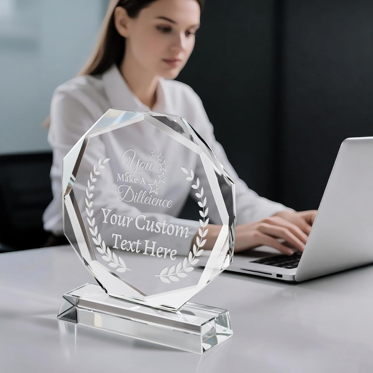 Custom Trophy Award, Plaques Personalized Engraved with Logo, Crystal Awards and Trophies for Corporate, Employee Recognition, Retirement, Sports - Coworker Employee Appreciation Gifts