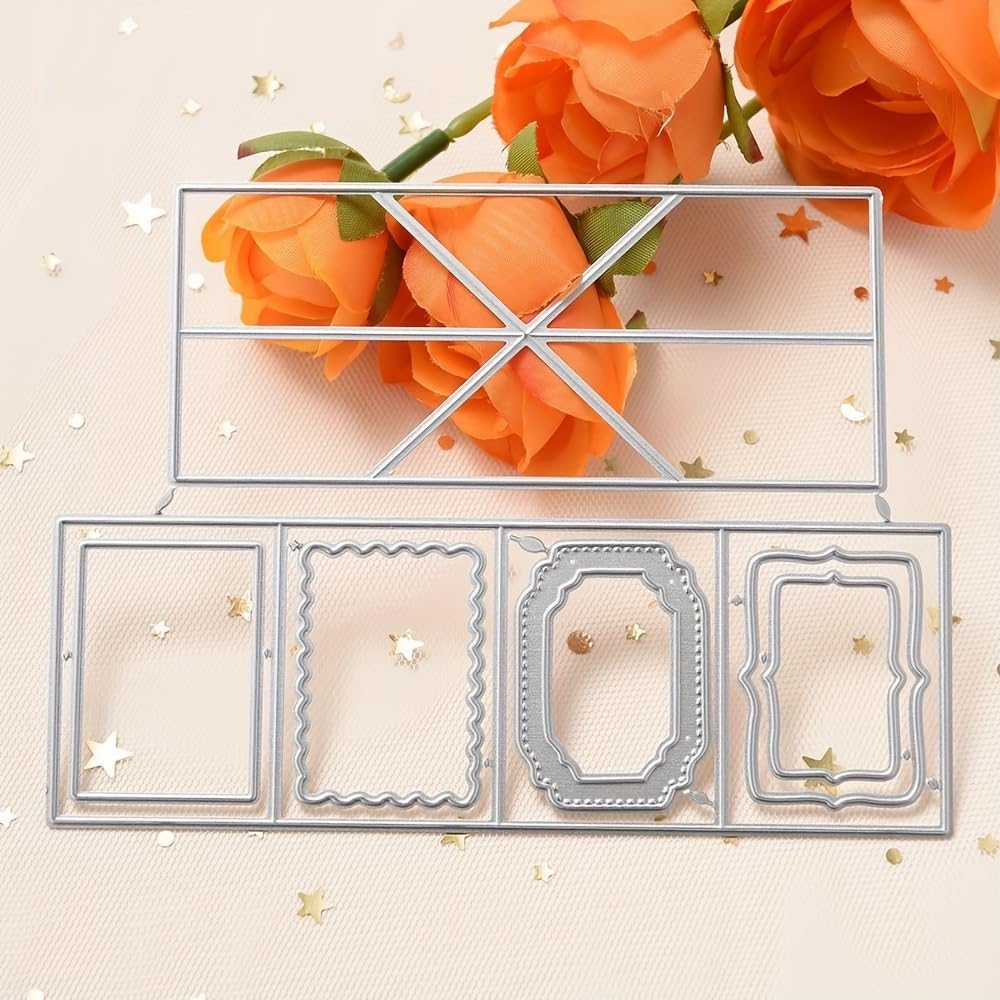 Lapoo Cutting Die for Scrapbooking, 3D Backgrounds Frame New Cutting Dies DIY Album Card Making Decor Paper Craft Metal Die Cuts Party Decorations (Stereo Folding Frame 5.4 x 4 in)
