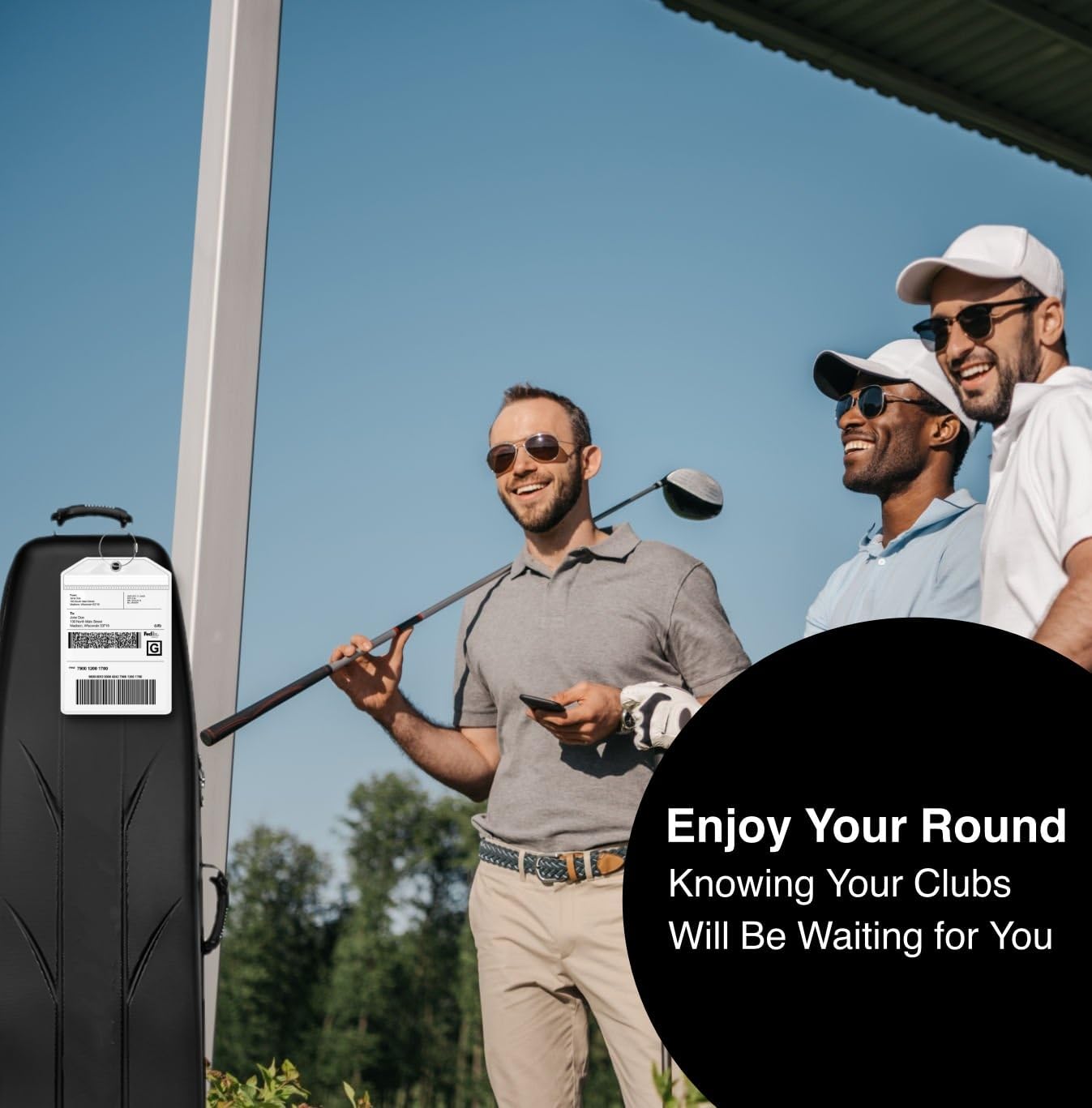 Golf Bag Luggage Tag - Extra Large 9" x 6", Waterproof Plastic Zipper Pouch, PVC Tags for Golf Bag - Sealable Label Holder (2)