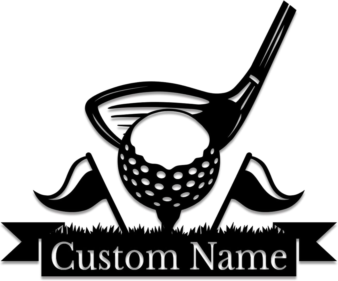 Personalized Custom Crossed Golf Metal Wall Art,Personalized Golfer Name Sign Decoration For Room,Hole Golf Club Decoration (Golf D)
