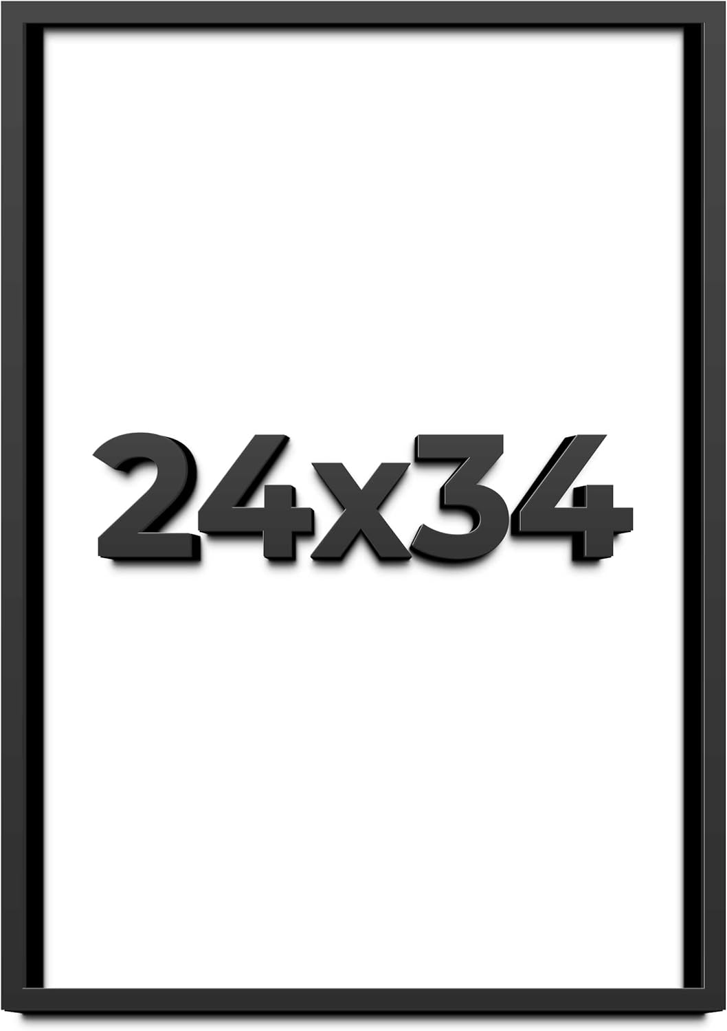24x34 Shadow Box Black Solid Wood Display Frame with White Acid-Free Backing UV Acrylic & Hanging Hardware - with 3/4" Usable Depth