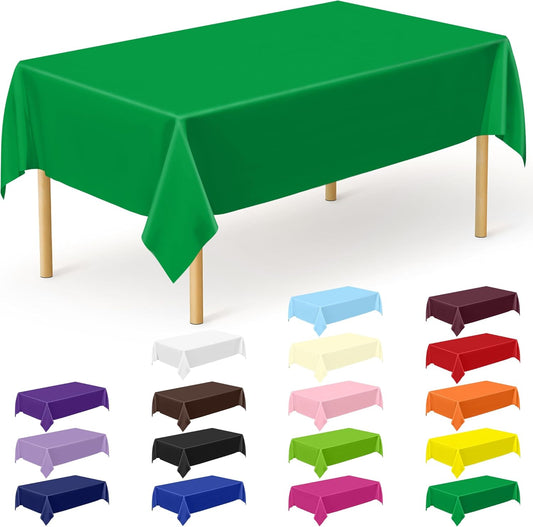 QZYL 12 PCS Disposable Plastic Table Cover, 54 X 108 in Large Table Cloth Rectangle, Green Plastic Tablecloth, Decorative Smooth Tablecloth for Parties Weddings Picnics Outdoor Events