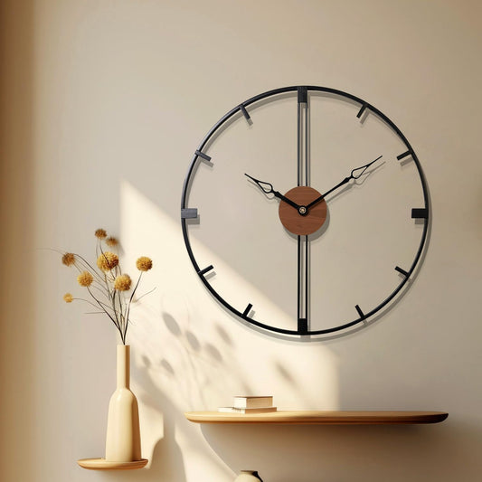 Metal Wall Clock Art for Living Room Decor Modern Mid Century Large Silent Kitchen Big Wall Clock for Bedroom Decorative Office Non Ticking Battery Operated Wall Watch 24 Inch