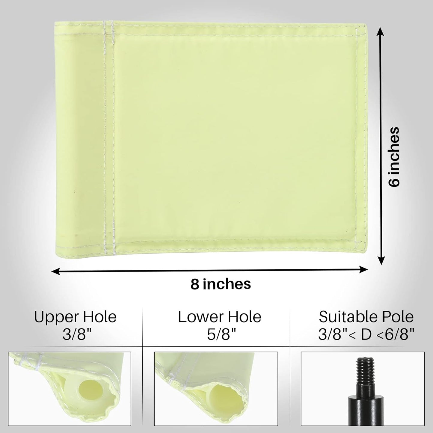 KINGTOP Glow-in-the-Dark Putting Green Flags - Double Sided, Novelty Backyard Light Target with Tube Insert, Mini Pin Flag Measure 8" x 6", 4-Pack