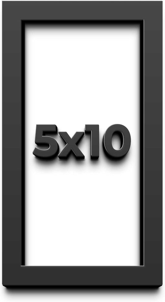 5x10 Shadow Box Black Solid Wood Display Frame with White Acid-Free Backing UV Acrylic & Hanging Hardware - with 3/4" Usable Depth