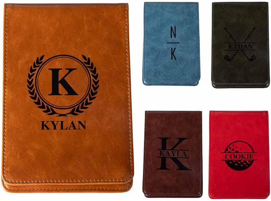 Custom Name Golf Scorecard Holder Leather Personalized Monogram Golf Yardage Book Cover Birthday Gifts 13.78×4.53INCH 5 Colors