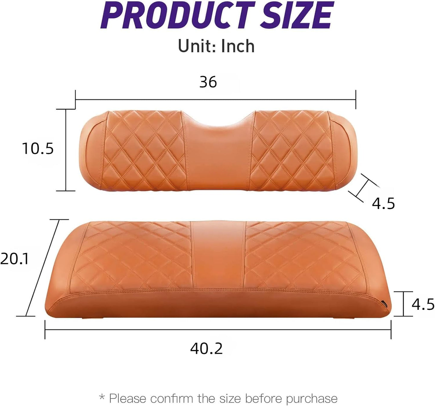 NOKINS Golf Cart Diamond Seat Covers Kit, Fit for EZGO TXT 1994-2013/EZGO RXV OEM Standard Front Seat Cushion, Golf Cart Vinyl Seat Cover, No Nails Required (All Brown)
