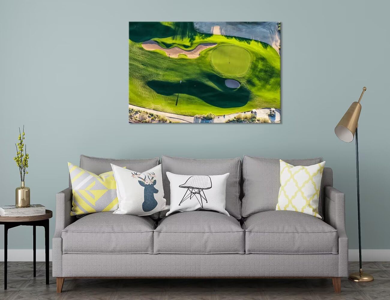 chenchenArt Arizona Golf Course Wall Art for Living Room Bedroom Bathroom Home Decorations Golf Course Picture Poster Canvas Prints Modern Artwork Framed Ready to Hang(12''H x 16''W)