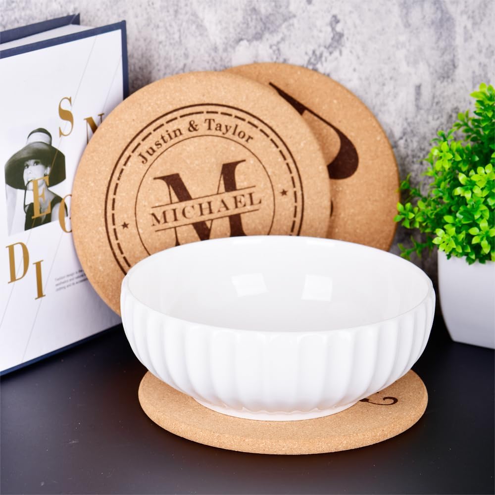 Personalized Cork Trivets, Custom Engraved Absorbent Trivets for Hot Dishes, Pots, Pans, Baking Sheets, Hot Plates for Table (W)