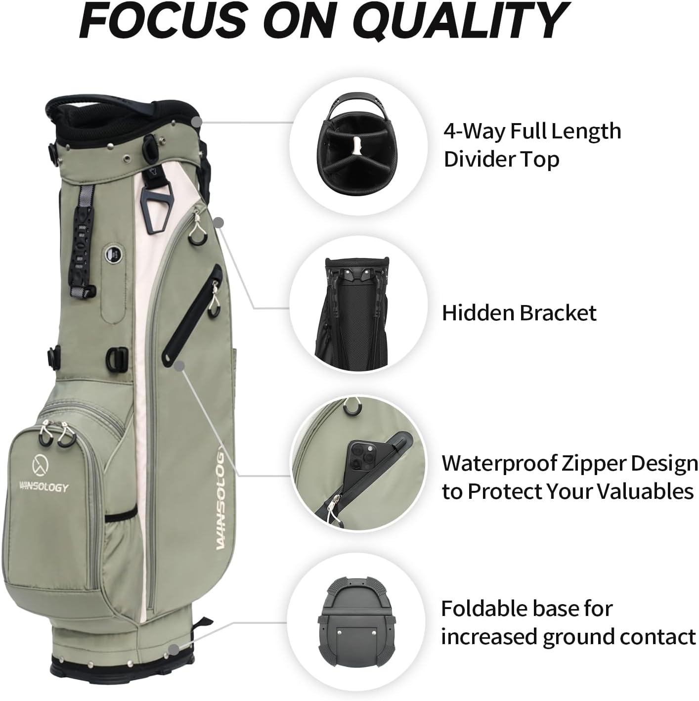 Lightweight Golf Stand Bag with 4 Way Top Dividers for Men and Women, Only 4.2 Pounds, 8 Storage Pockets Including Cooler, Double Shoulder Straps, Womens Golf Club Bag