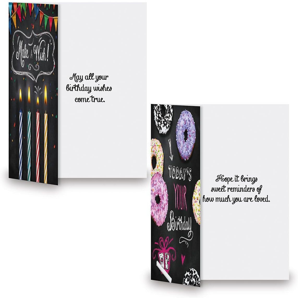 Current Blackboard Happy Birthday Greeting Card Set - Value Pack of 20 Cards With White Envelopes, 10 Designs, Large 5" x 7" Assortment