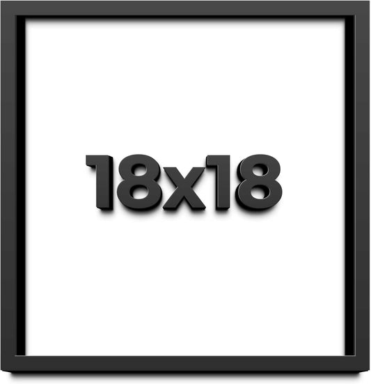 18x18 Shadow Box Black Solid Wood Display Frame with White Acid-Free Backing UV Acrylic & Hanging Hardware - with 3/4" Usable Depth