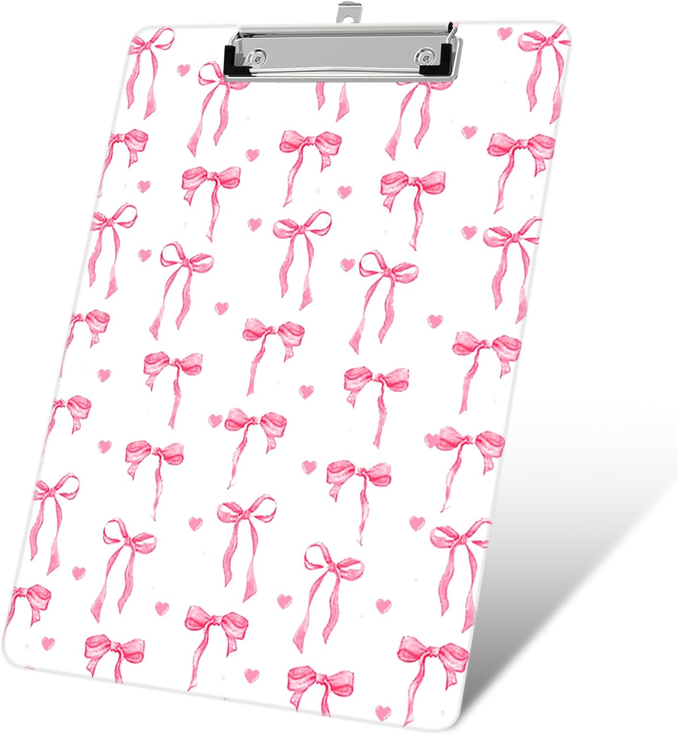 Plastic A4 Clipboards, Cute Fashion Clipboard Decorative, 12.2" x 8.7" Standard A4 Size Clipboards, Plastic Acrylic Clipboard for Teacher, Social Worker, Students,Women, Office Supplies(Butterfly Bow)