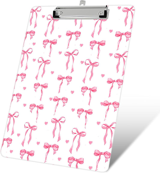 Plastic A4 Clipboards, Cute Fashion Clipboard Decorative, 12.2" x 8.7" Standard A4 Size Clipboards, Plastic Acrylic Clipboard for Teacher, Social Worker, Students,Women, Office Supplies(Butterfly Bow)