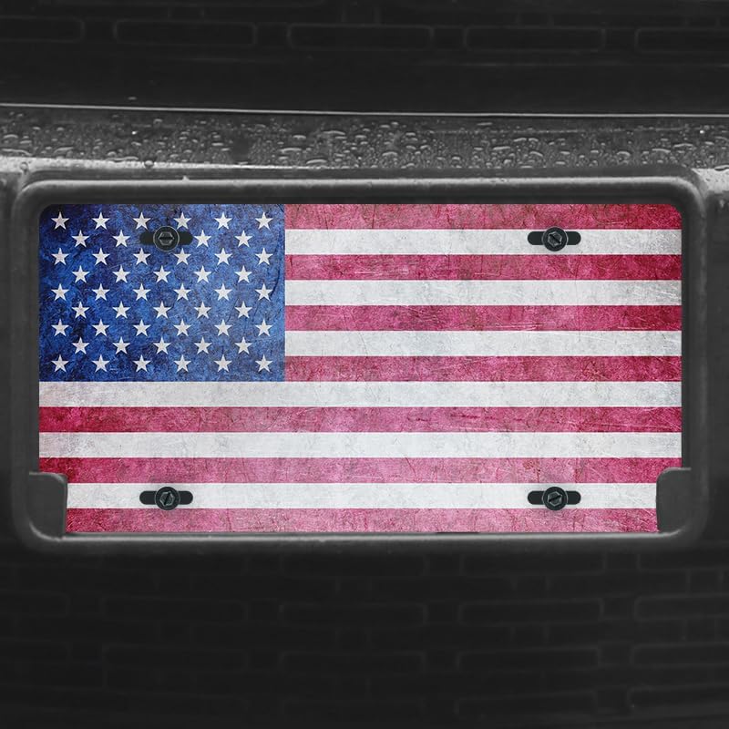 Unique Vanity License Plates | 16 Individual Designs | 3 Sizes (Automobile, Golf Cart, Motorcycle/Bike) | Made in U.S.A. | Custom Car Tags (USA Flag, Motorcycle/Bike (6" x 3"))