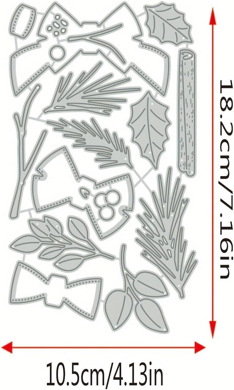 Flowers Metal Cutting Die for Scrapbooking - Cut Stencils for DIY Scrapbook Photo Album Decorative Paper Card, Card Making Supplies, Stencils & Crafting Die Cut (Green Leaves and Bow 7.1 x 4.1 in)