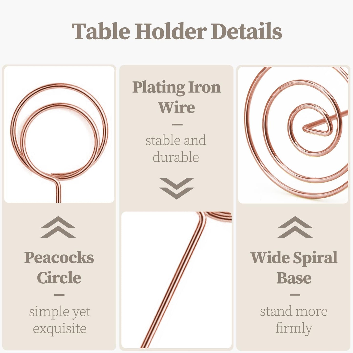 Table Number Holders 20Packs - 3.35 Inch Table Number Stands Place Card Holder for Wedding Party Graduation Reception Restaurant Home Photo Picture Office Memo (Rose Gold, 3.35")