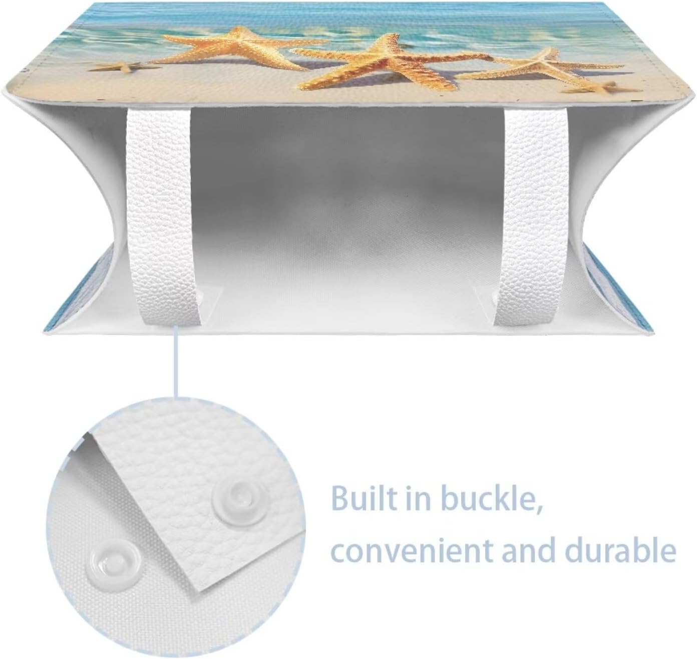 Starfish Tissue Box Cover PU Leather Tissue Box Holder 9.7"x5.2"x5.12" Rectangular Protective Cover Modern Home Car Office Hotel Decor