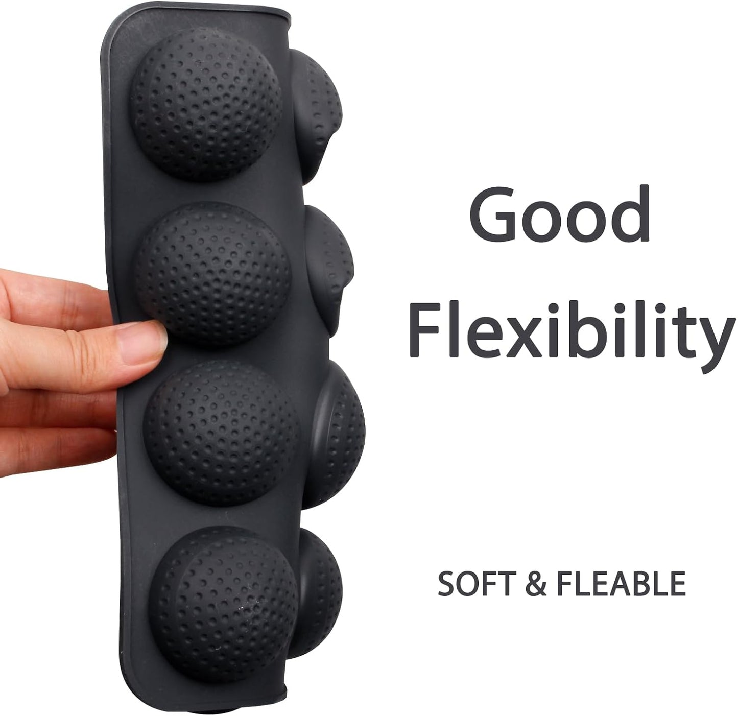 2 Pcs Golf Ball Chocolate Mold Tray, 20 Cavity Nonstick 3D Golf Ball Silicone Molds for Cake Decoration Cake Pop Ice Cube Hot Cocoa Bomb, Black