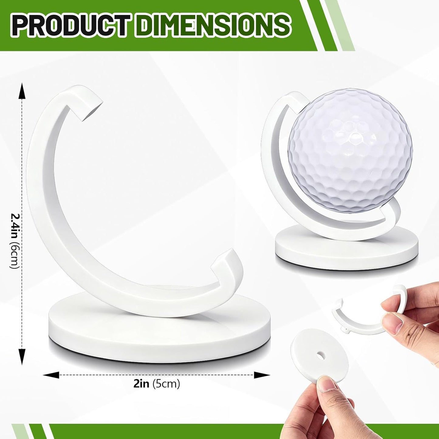 Wenqik 1 Pcs Globe Shaped Golf Ball Display Stand Tabletop Acrylic Ball Holder Single Hole Frame Case for Desk Bookshelf Bookcase Shelf Mantel Decor, Christmas Golf Gift for Dad, Grandfather (White)