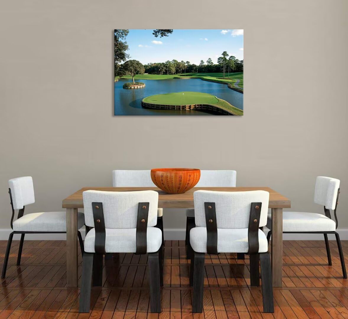 chenchenArt USA Golf Course Wall Art TPC Sawgrass Golf Course Pictures Canvas Prints Golf Wall Decor for Living Room Bedroom Bathroom Home Decorations Framed Ready to Hang(24''H x 36''W)