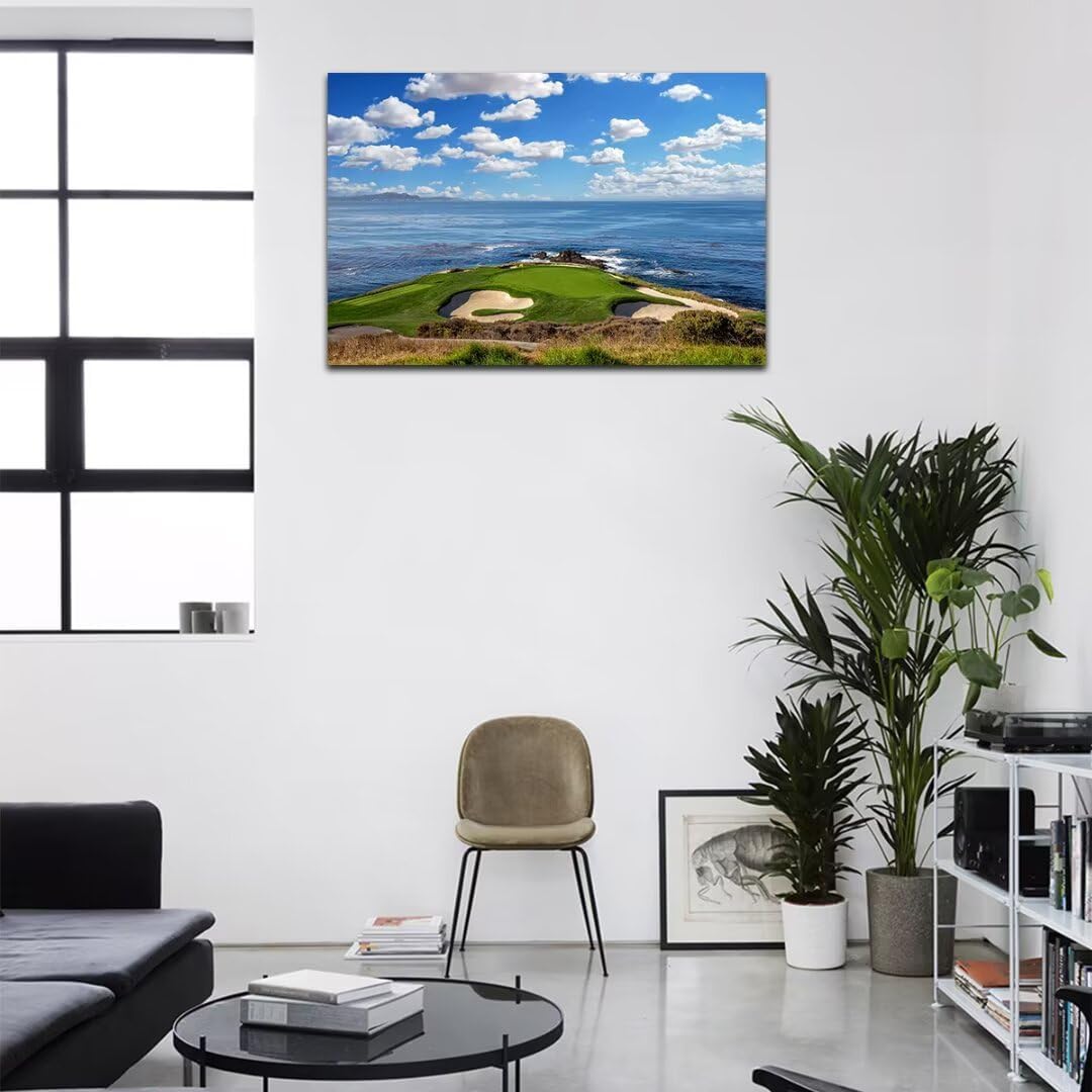 HJY Art USA California Golf Course Wall Art for Living Room Bedroom Golf landscape Canvas Wall Decor Blue Green Abstract Painting Poster for Home Decor Bathroom Office Artwork (24 x 36 inch)