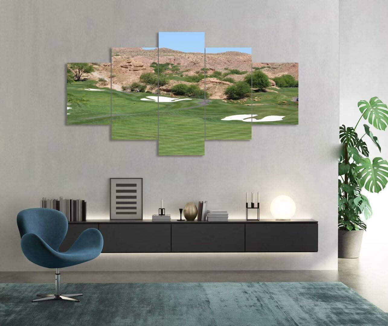 USA Canyons Golf Desert Wall Art for Office Living Room Bedroom Bathroom Wall Decorations Golf Pictures Posters Framed Artwork Canvas Prints Ready to Hang(50''W x 24''H)