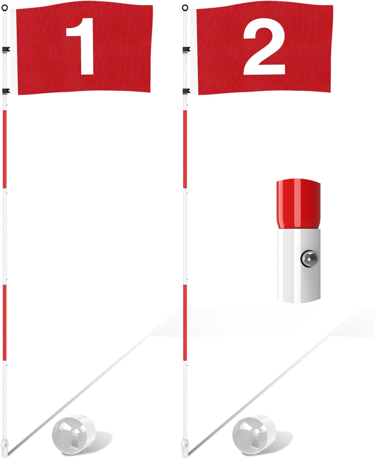 KINGTOP Golf Flagstick 6ft, Portable Five-Section Design for Backyard Practice Putting Green, Driving Range Golf Pin Flag Hole Cup Set, Gift Idea