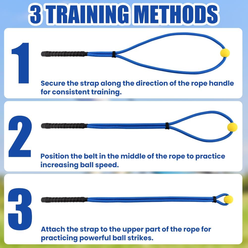 Golf Rope Swing Trainer Set, Golf Swing Training Aid to Improve Speed, Tempo, Rhythm, Flexibility and Strength, Included Correcting Arm Band&Rope Trainer with Weighted Ball