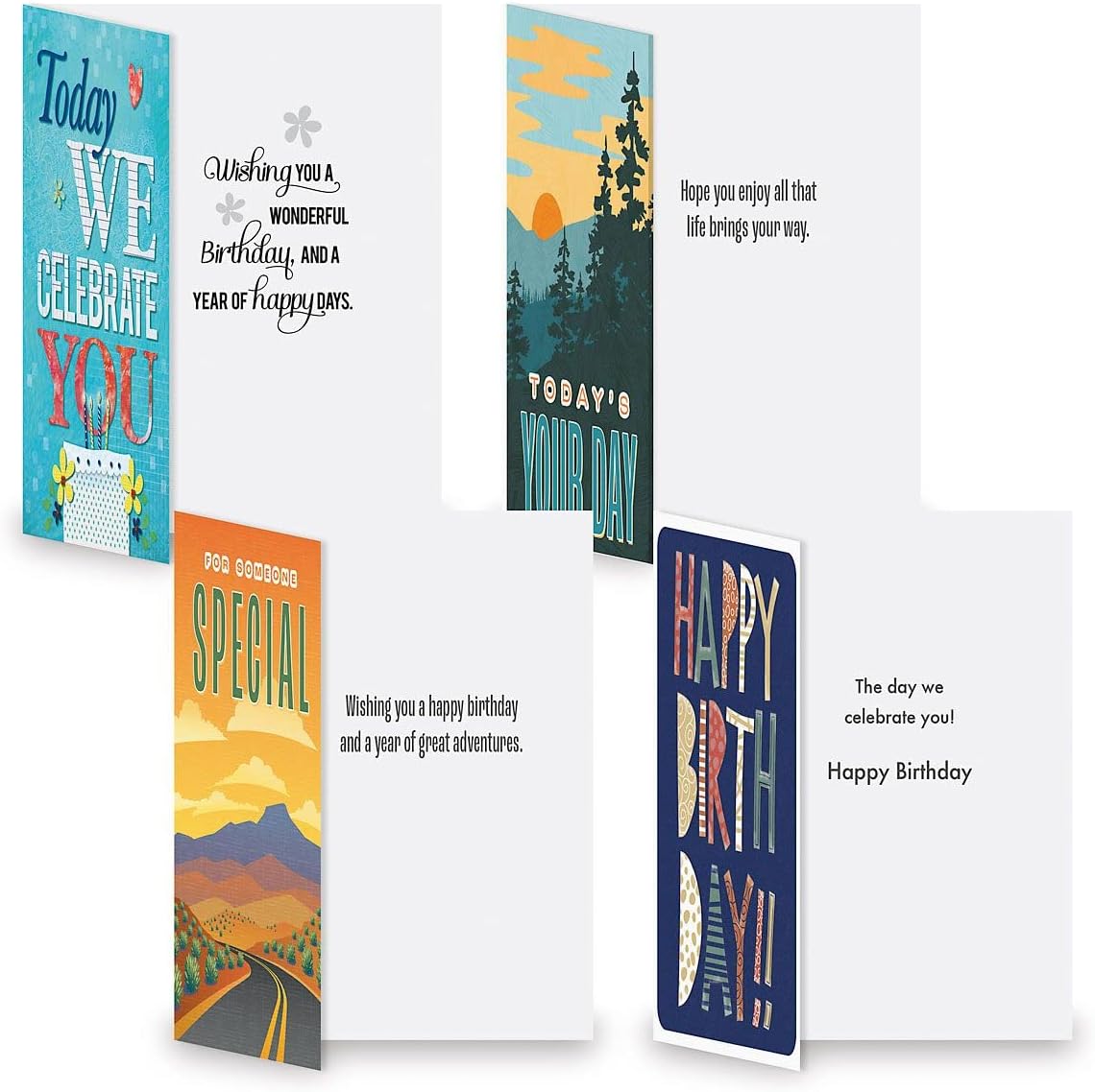 Current For Him Happy Birthday Greeting Card Set - Value Pack of 20 Cards With White Envelopes, 10 Designs, Large 5" x 7" Assortment