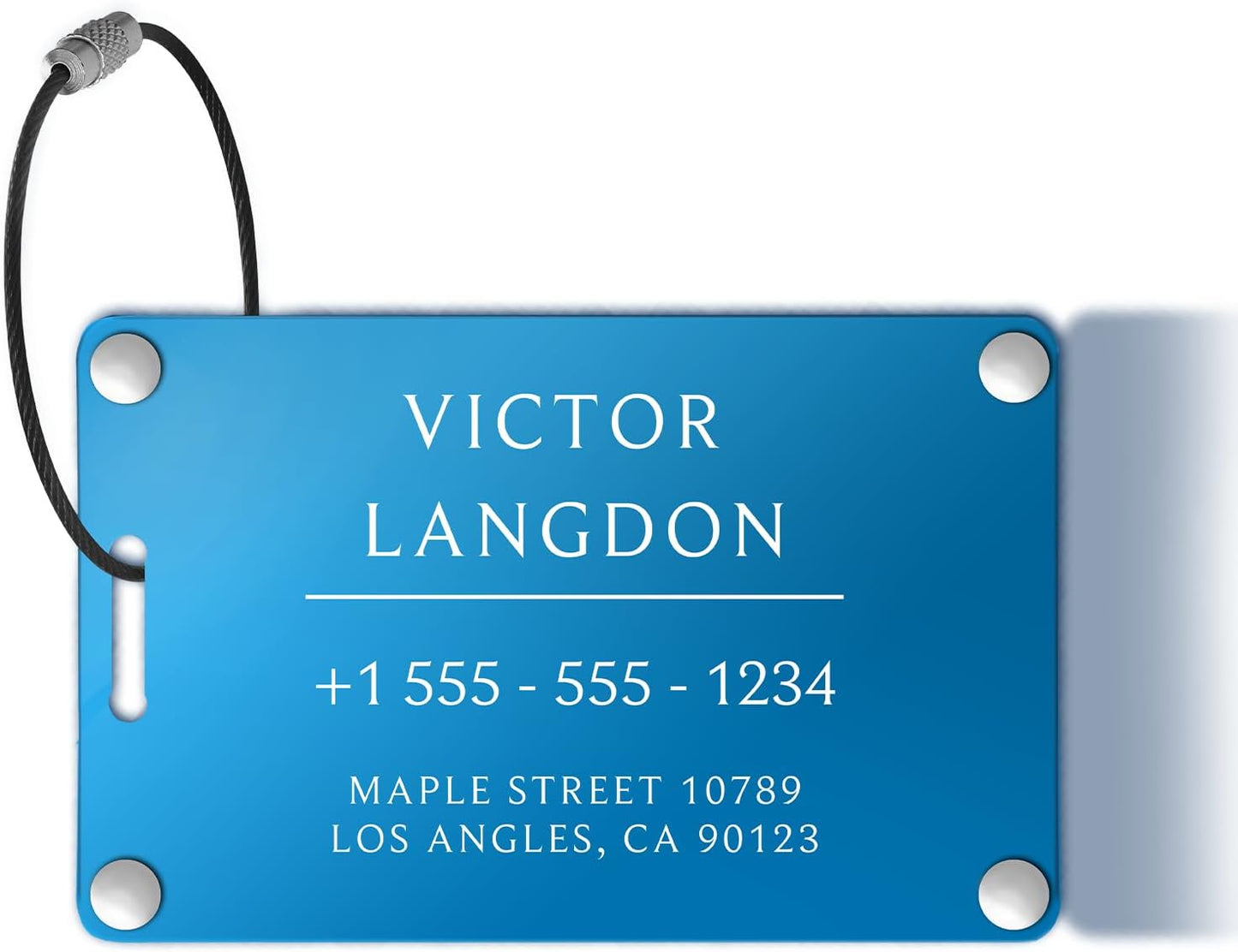 Personalized Luggage Tags for Suitcases - Aluminum Custom Luggage Tags for Backpacks & Bags, Sturdy, Waterproof & Heavy Duty (Blue/Card-Sized)