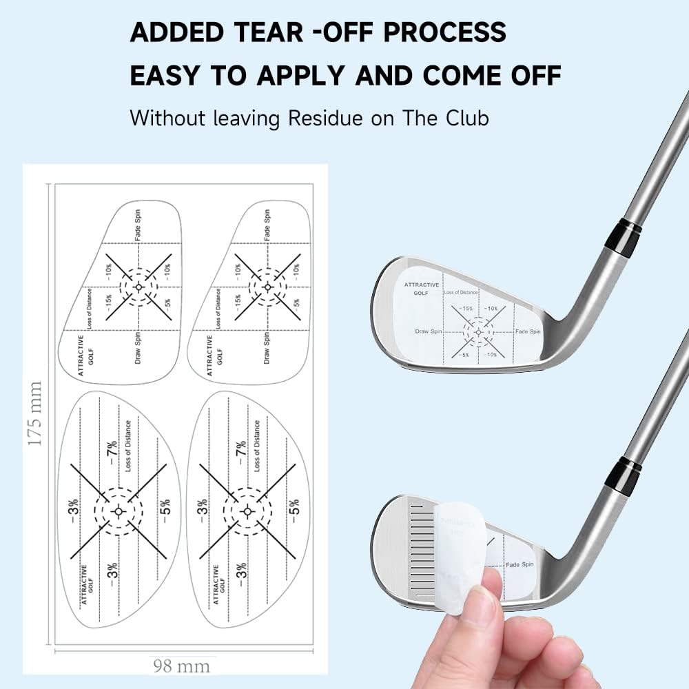 ATTRACTIVE Golf Impact Tape Set, Club Impact Stickers for Golf Clubs, Self-Teaching Sweet Spot and Consistency Analysis, Useful Training Aid Improve Swing Accuracy