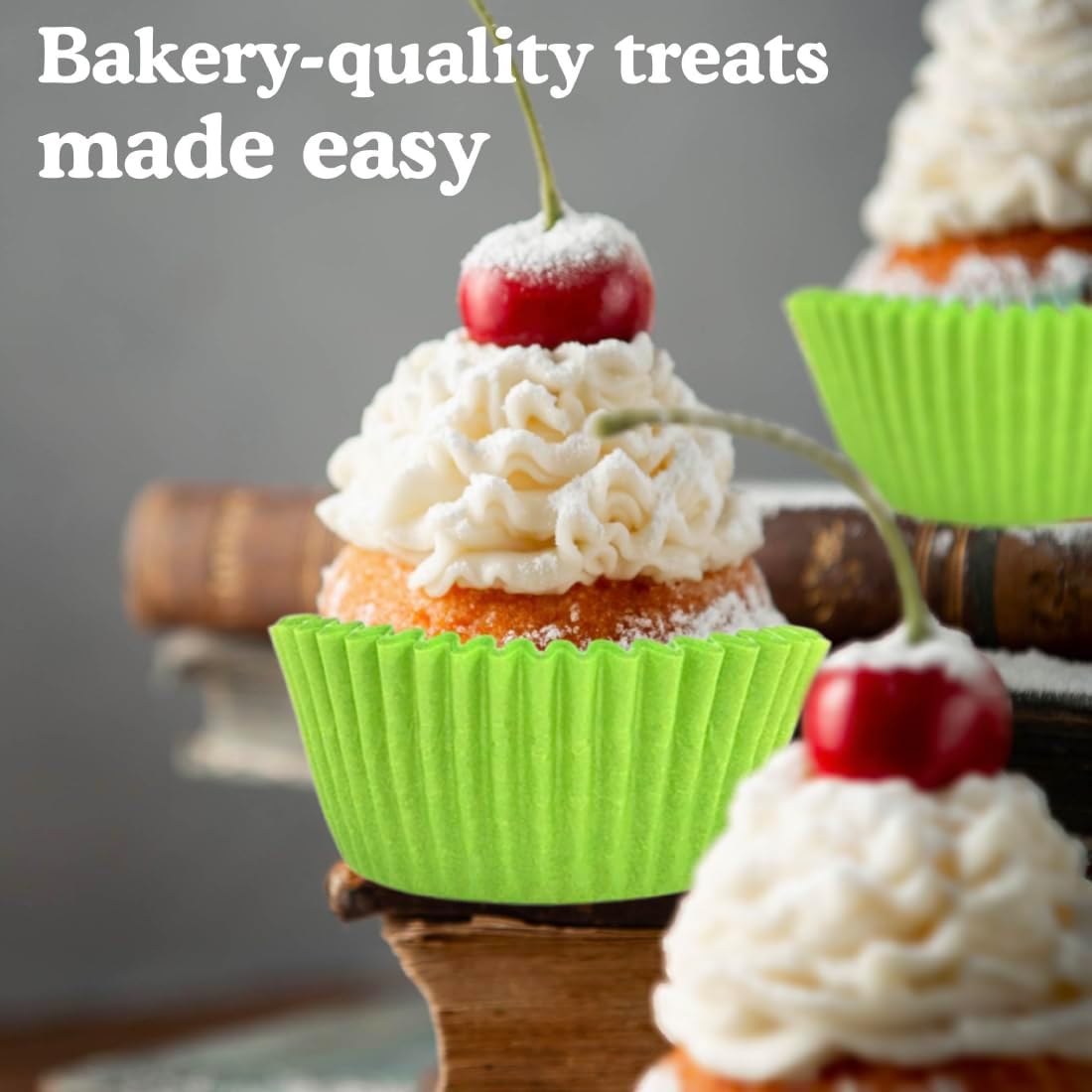Regency Wraps Greaseproof Professional Grade Baking Cups, Pack of 40, Standard Liners, Lime Solid, for Cupcakes, Muffins, Candy, Non Stick