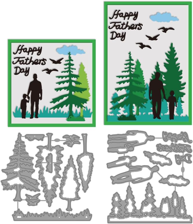 Father's Day Cutting Dies Pine Tree Card Making Die Cut Carbon Steel Die Cuts Stencils Card Scrapbooking Embossing Template for DIY Paper Craft Making Album Gift Invitation Decor