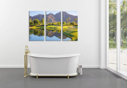 California Golf Course Wall Art Pictures USA Golf Course Wall Decor for Office Living Room Bedroom Home Decoraitons Framed Artwork Canvas Prints Ready to Hang(20''W x 40''H x3)