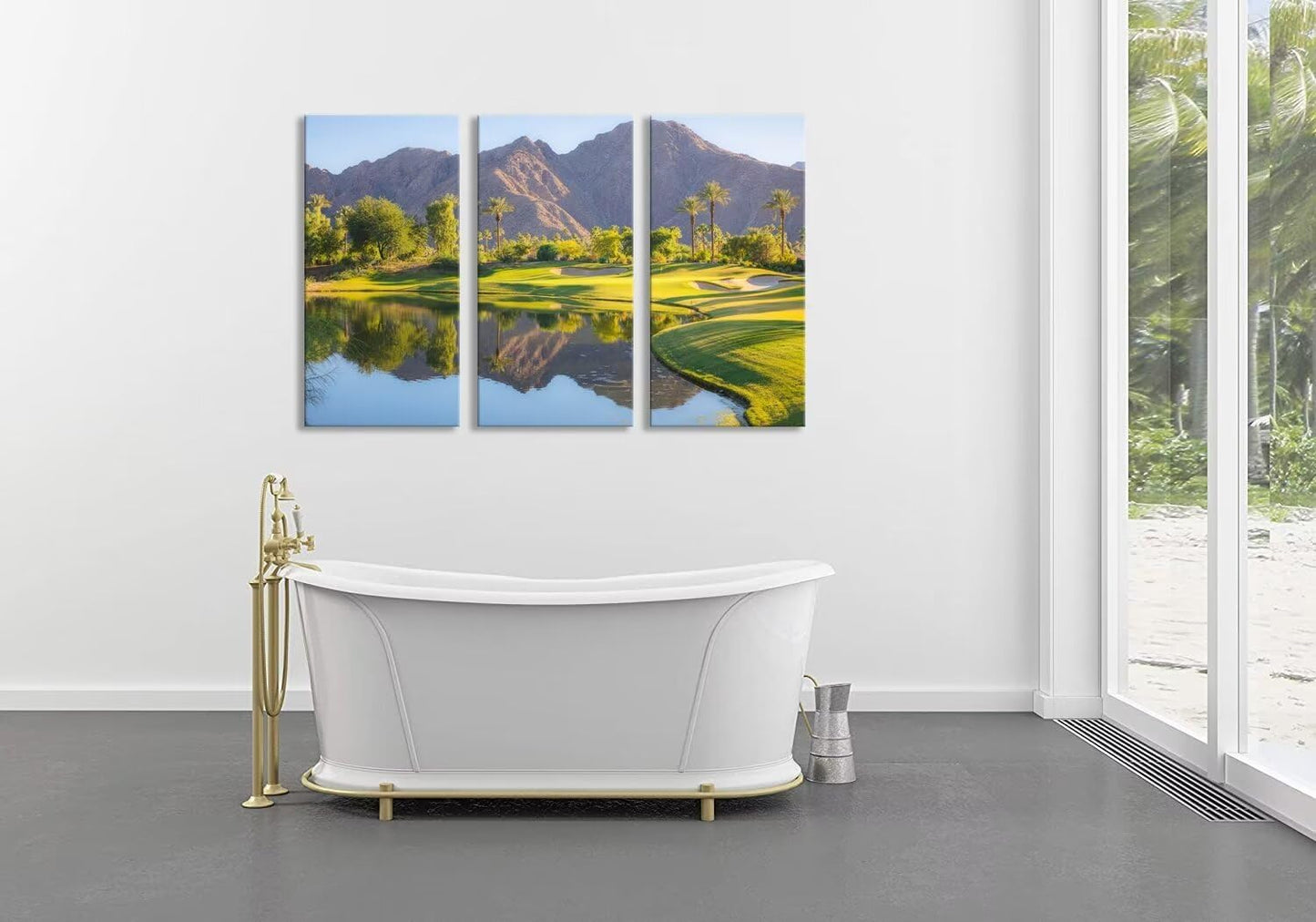 California Golf Course Wall Art Pictures USA Golf Course Wall Decor for Office Living Room Bedroom Home Decoraitons Framed Artwork Canvas Prints Ready to Hang(12''W x 24''H x3)