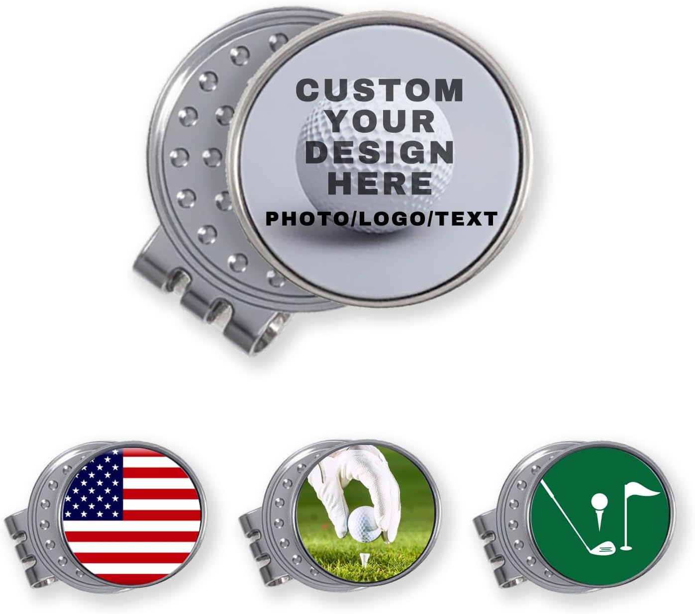 Custom Golf Ball Markers with Magnetic Hat Clip, Personalized Ball Marker & Clip,Metal Markers with Photo/Logo/Text Name, Durable Zinc Alloy Golf Accessories for Men Women
