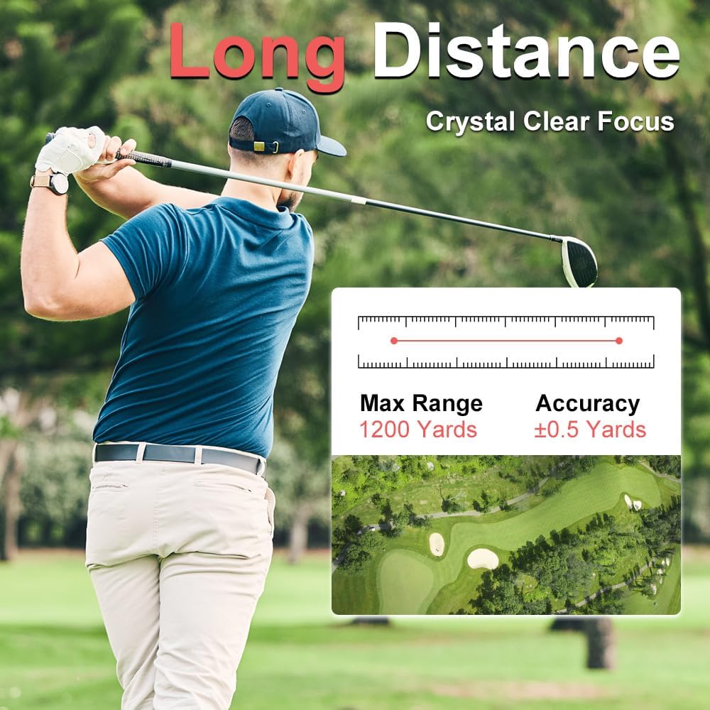 AquilaPro N3 Golf Rangefinder with Slope, 1200 Yards, Rangefinder Golf, 0.5 Yard Accuracy, 7X Magnification, Flag Lock Vibration, Rechargeable Golf Range Finder