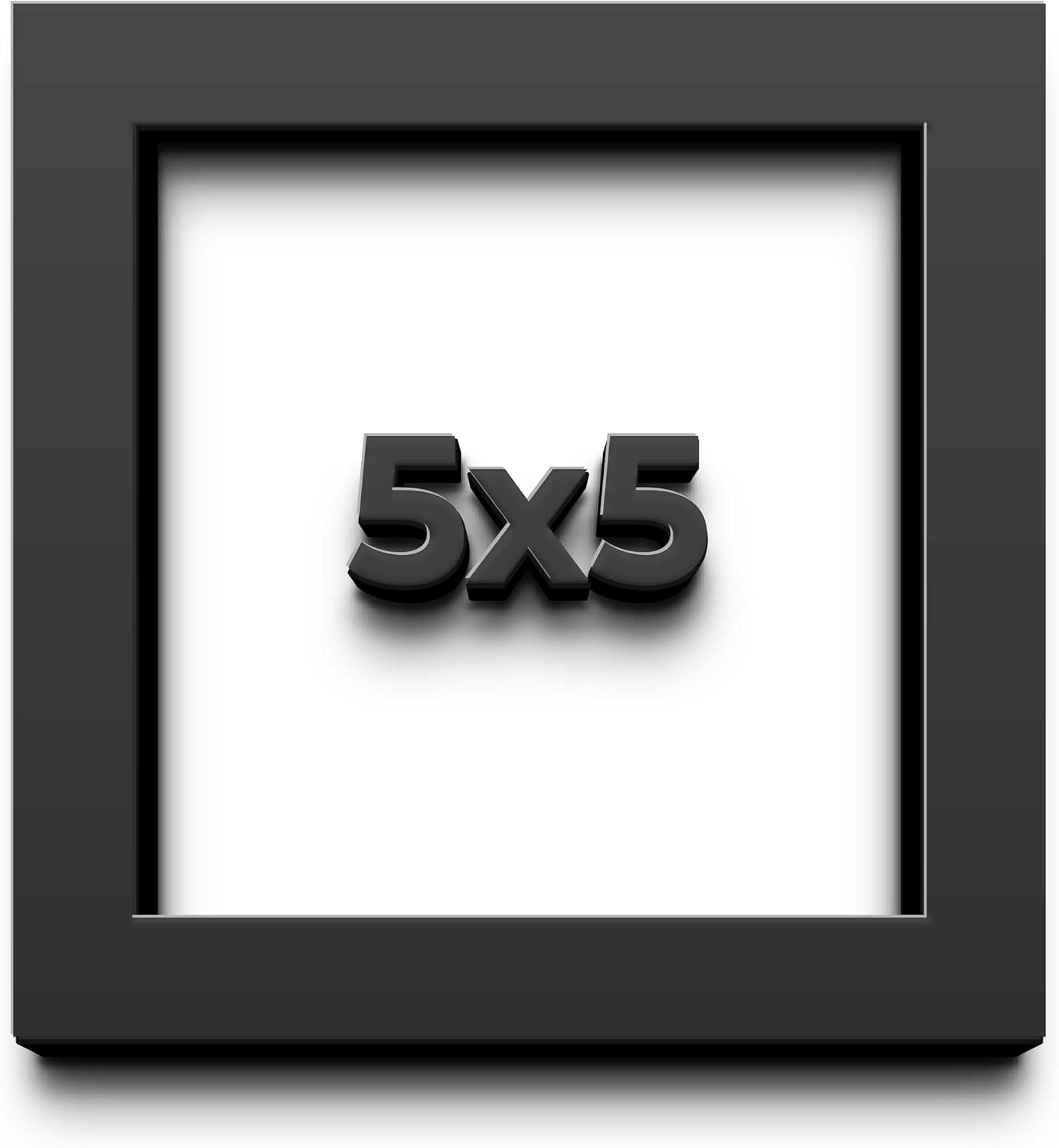 5x5 Shadow Box Black Solid Wood Display Frame with White Acid-Free Backing UV Acrylic & Hanging Hardware - with 3/4" Usable Depth