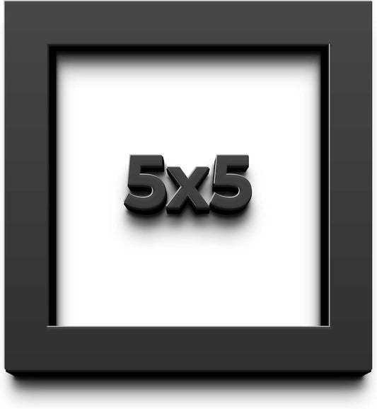 5x5 Shadow Box Black Solid Wood Display Frame with White Acid-Free Backing UV Acrylic & Hanging Hardware - with 3/4" Usable Depth